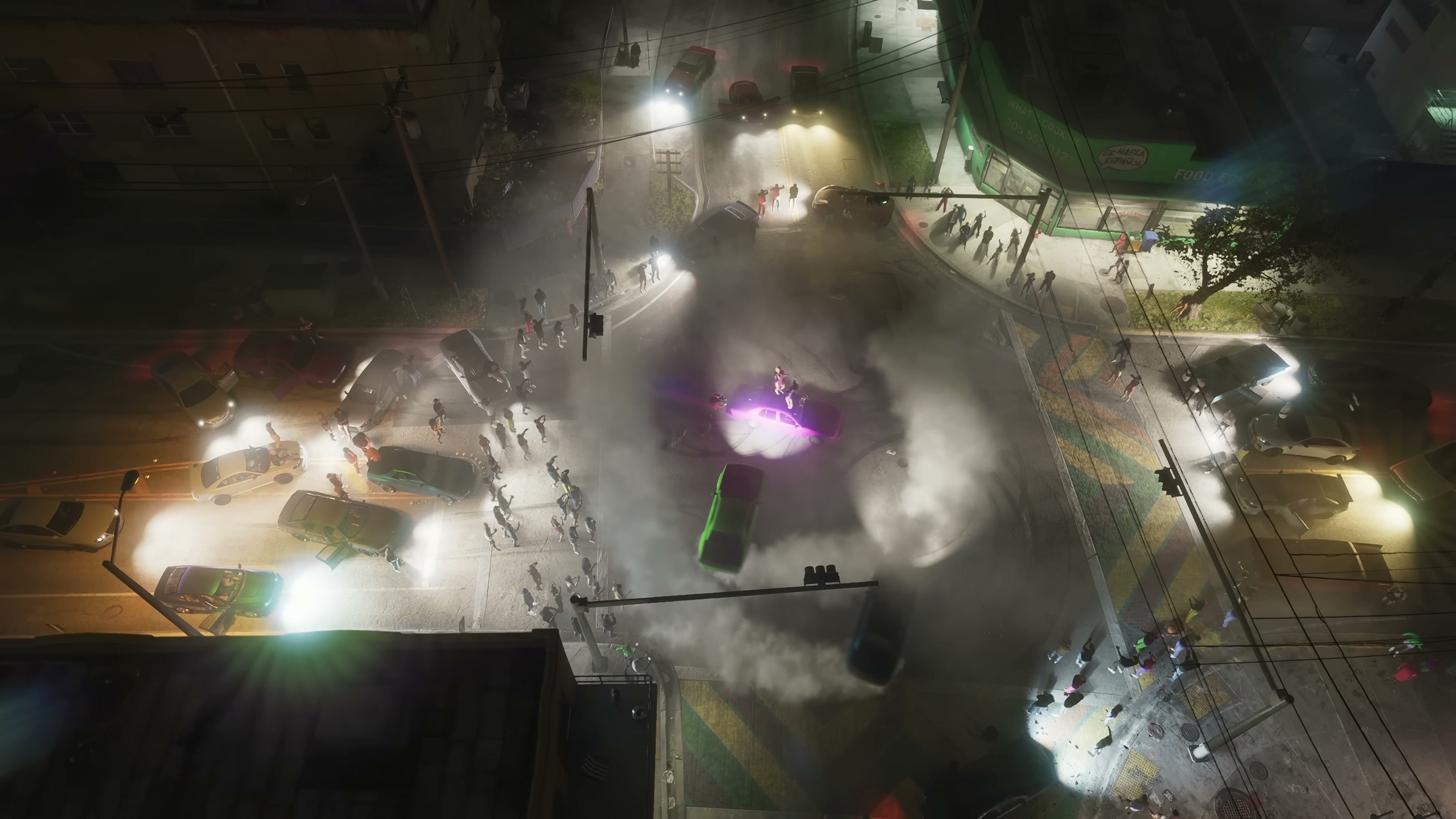 Crowds gather in Vice City in the first Grand Theft Auto VI trailer.